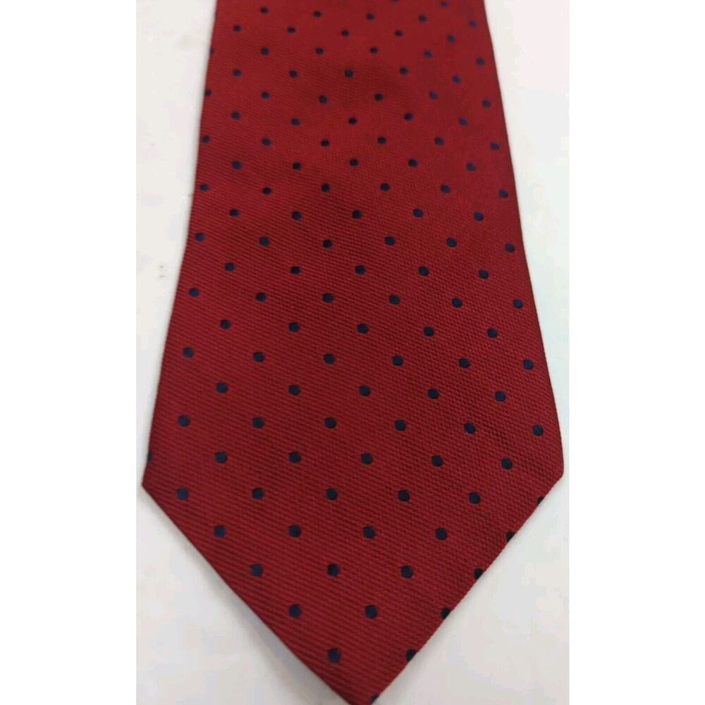Daniel Cremieux Silk Tie Handmade Red With Blue Dots 57" X 4" - Picture 2 of 4